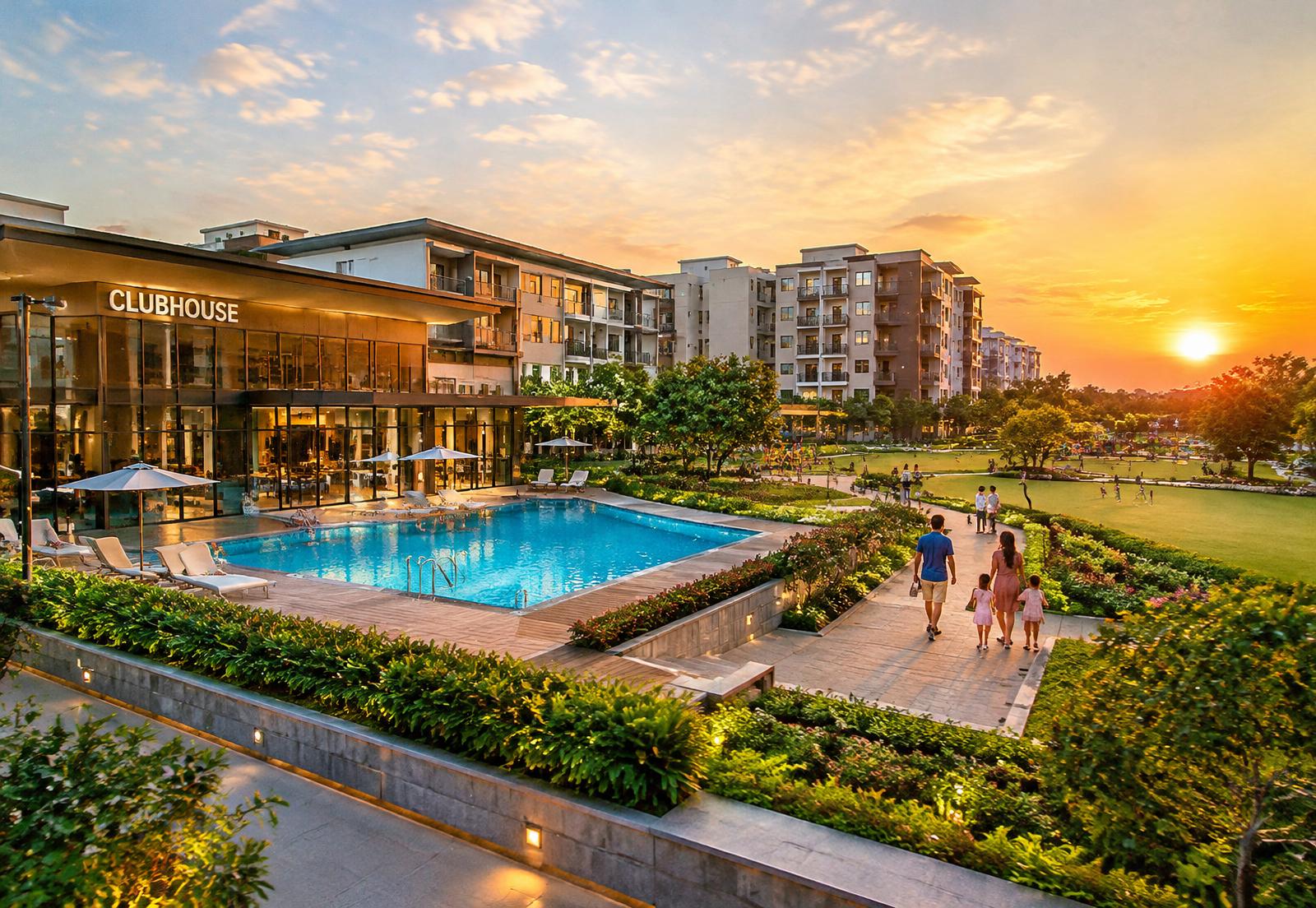 Clubhouse at sunset